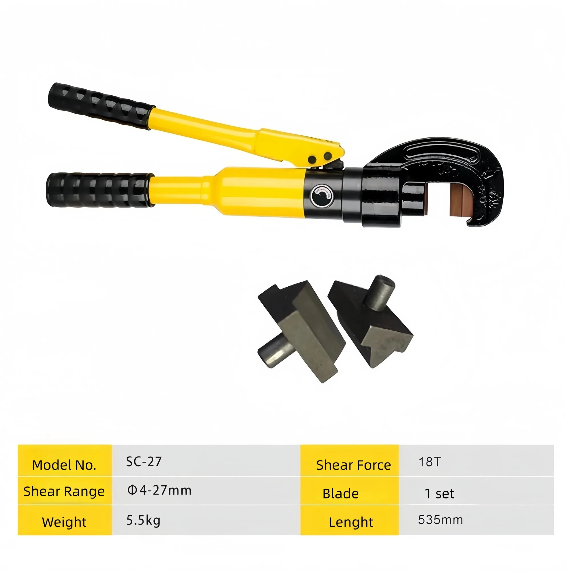 قاطع حديد التسليح الهيدروليكي 16T - كماشة يدوية محمولة 4-27 مم لأداة قطع البناء