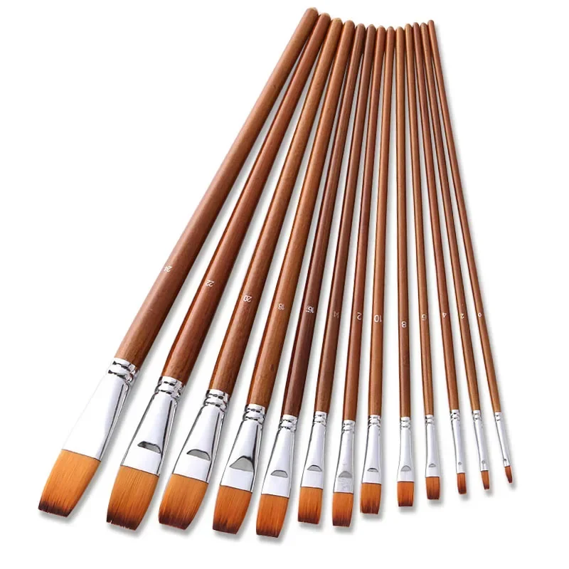 13Pcs/Set Fine Oil painting brush acrylic painting digital painting children's environmental nylon brush row pen Art Stationery