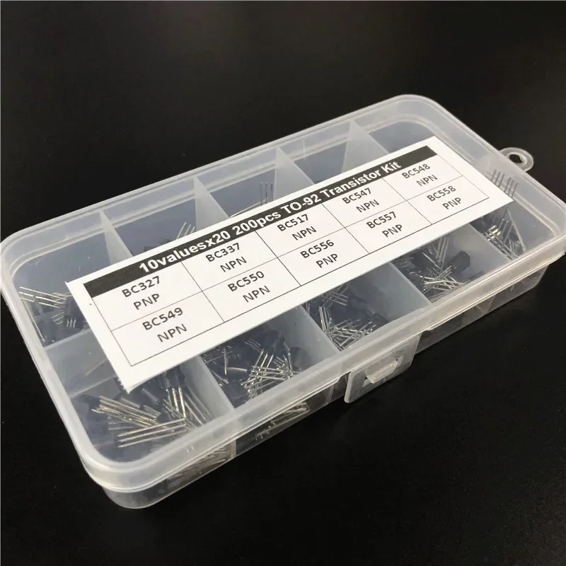 10 Werte * 20 200 Stück TO-92 Transistor-Sortiment, sortiertes Kit BC327 BC337 BC517 BC547 BC548 BC549 BC550 BC556 BC557 BC558