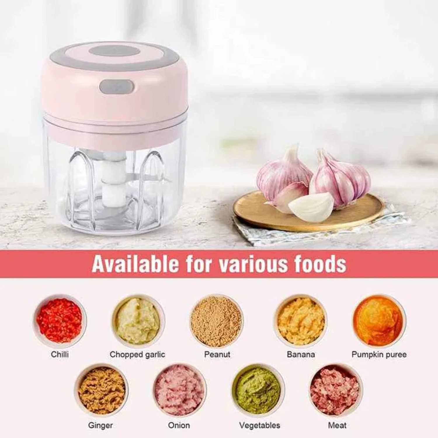 NEW Versatile, compact, and portable rechargeable cordless household food grinder - Efficient and convenient meat, ginger, garli