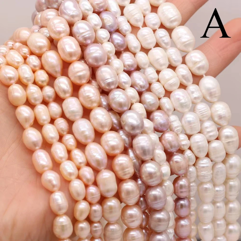 

A Natural Freshwater Pearl Rice Shape Pink White Purple Ladies Bead for Jewelry Making DIY Earring Bracelet Necklace Accessories