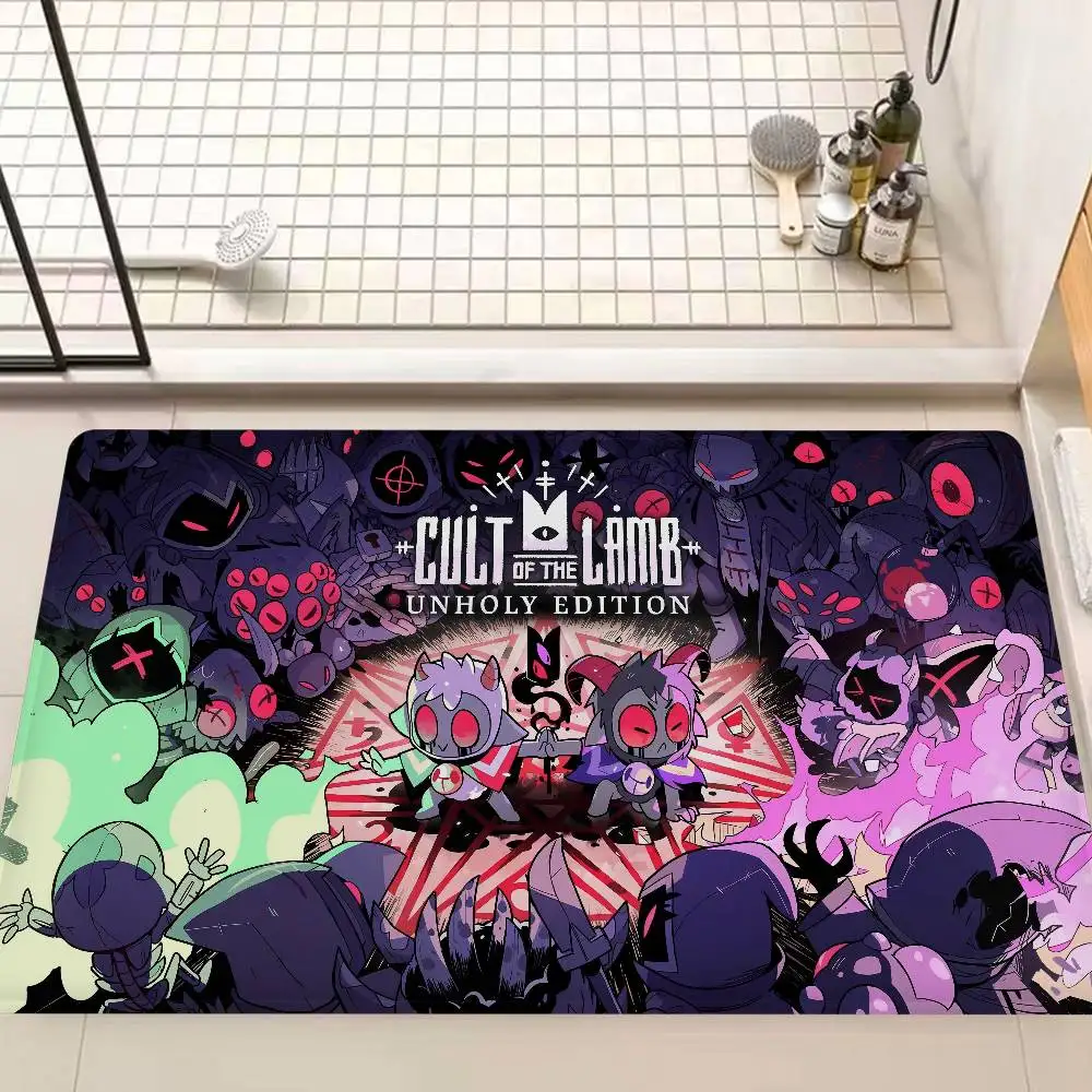 

Коврик для двери в стиле аниме Cult Of The Lamb, моющийся, нескользящий, для гостиной, дивана, кресел, кухонный придверный коврик, ковер для зонирования пространства