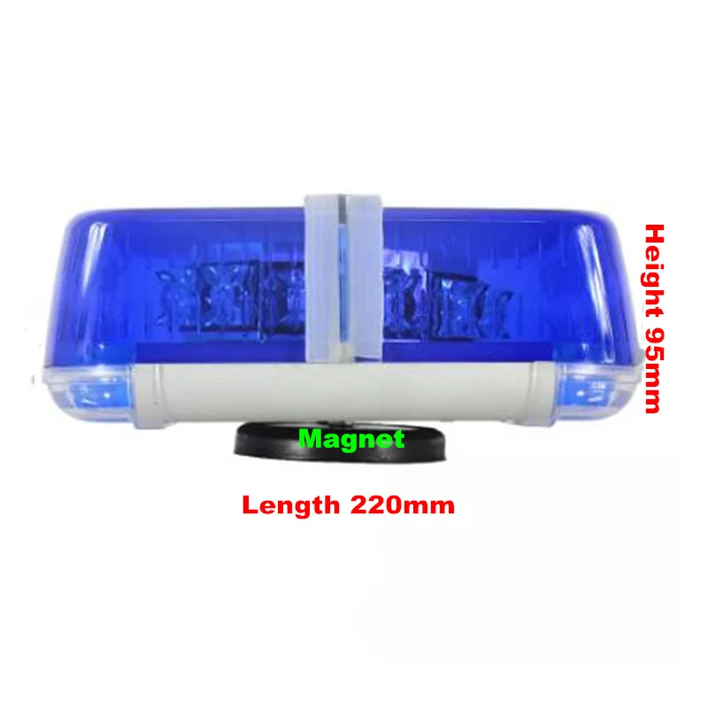 Spia luminosa per tetto auto a Led quadrata da 220mm 8W, spia stroboscopica della polizia con interruttore accendisigari, magnete di base, 11flash,