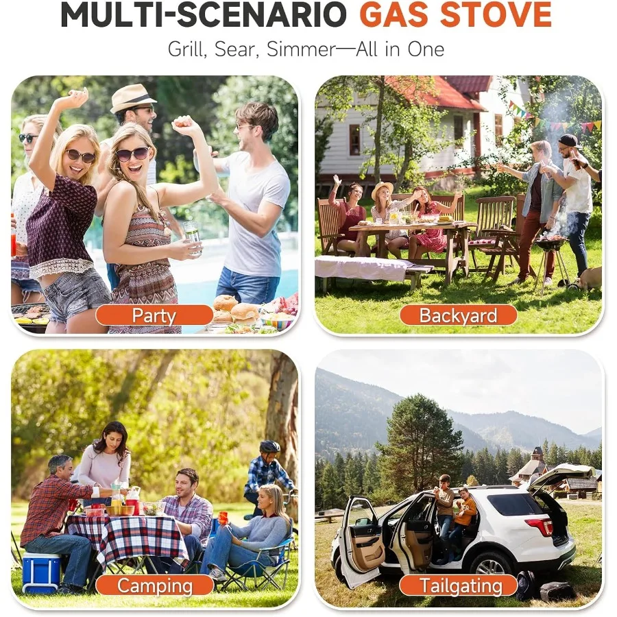 Brûleur de Propane à 3 brûleurs, 225 000 BTU, poêle à Propane haute pression avec pare-brise et étagères latérales pour la cuisine en plein air, Camping Ba