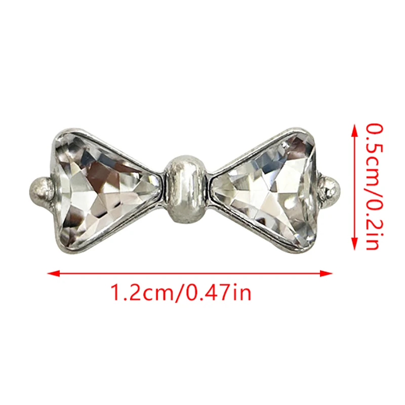 Super Brilhante Zircão Nail Designs, 3D Encantos das Unhas, Bowtie Shaped, Ouro, Flatback Prata, Acessórios para Unhas, Sparkle Suprimentos, 12x5mm, 10Pcs