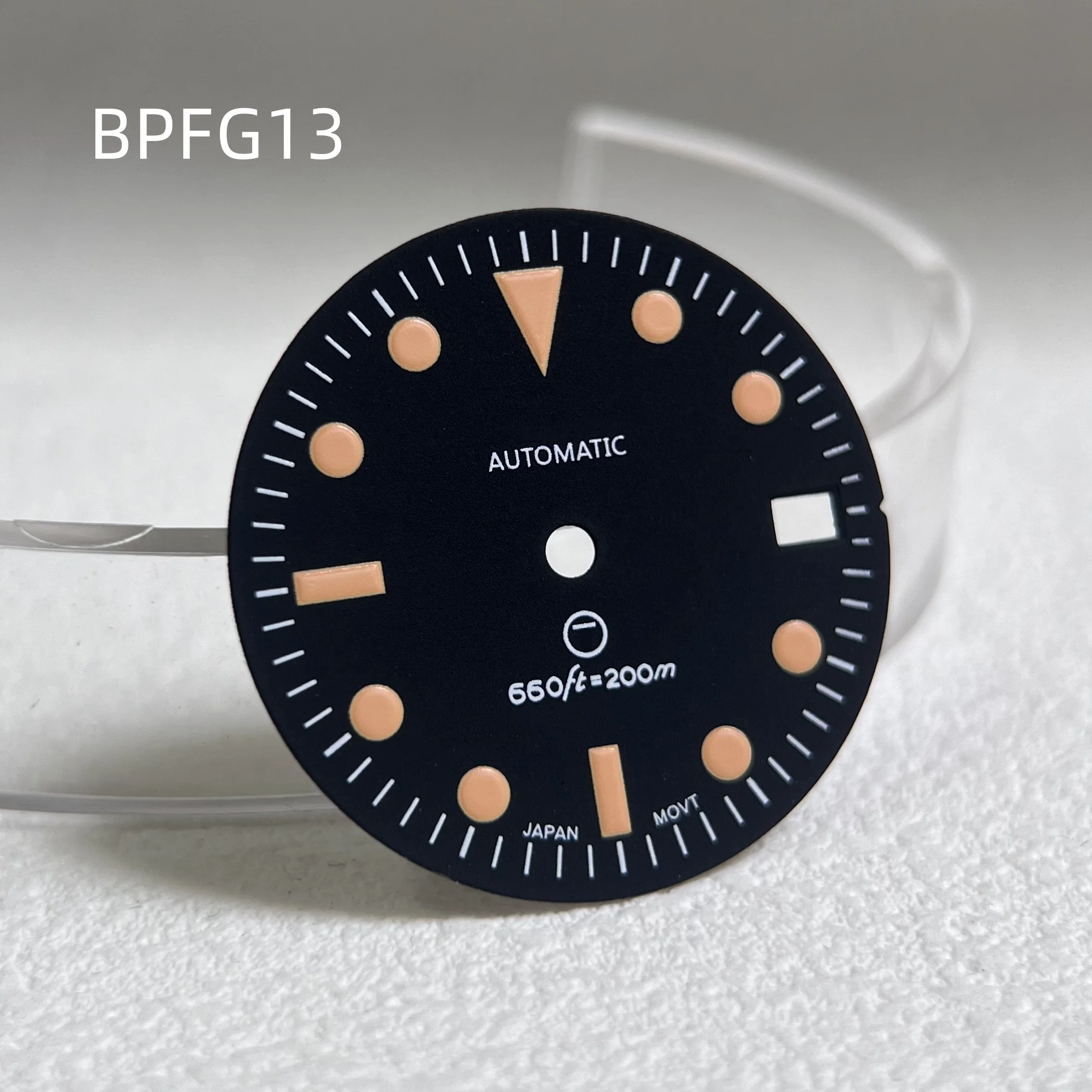 28.5 ملم أسود كلاسيكي ريترو NH35 حركة قرص ماتي مضيئة S.Logo ملحقات ساعة مخصصة