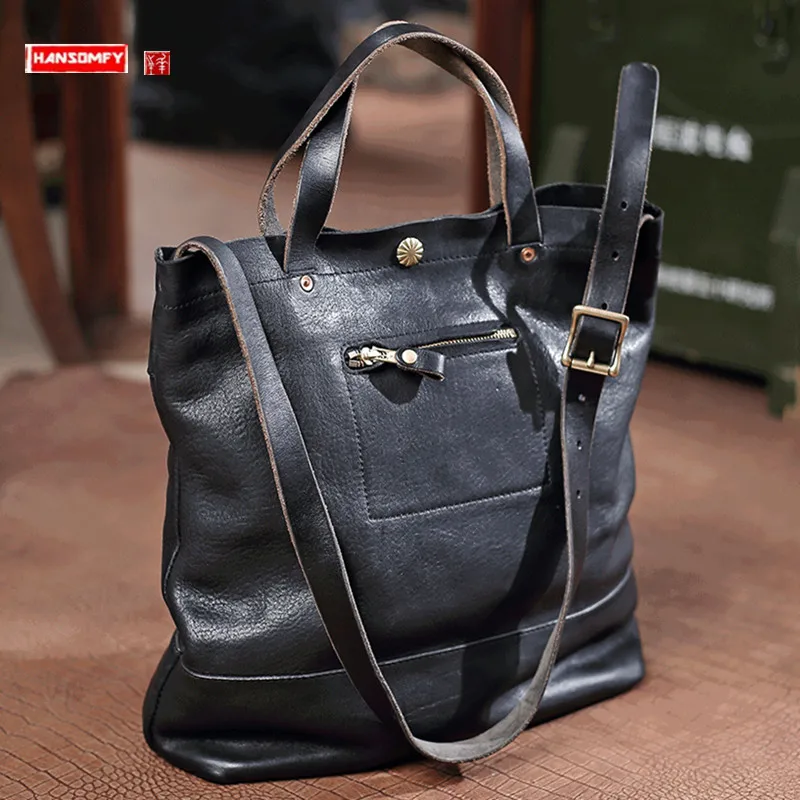 

Luxury Brand Men's Handbags Cowhide Leather Large Capacity Laptop Tote Bag Casual Portable File Bag Shoulder Messenger Bags