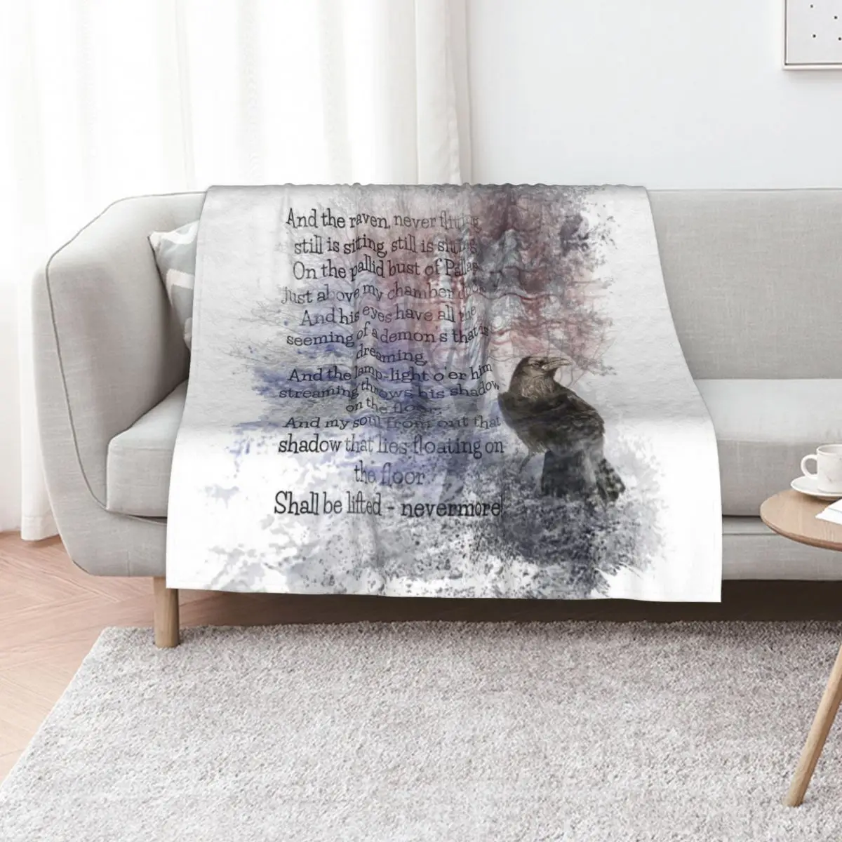 Edgar Allan Poe Poem The Raven Throw Blanket for winter Flannel Custom Sofa Throw wednesday Heavy Blankets