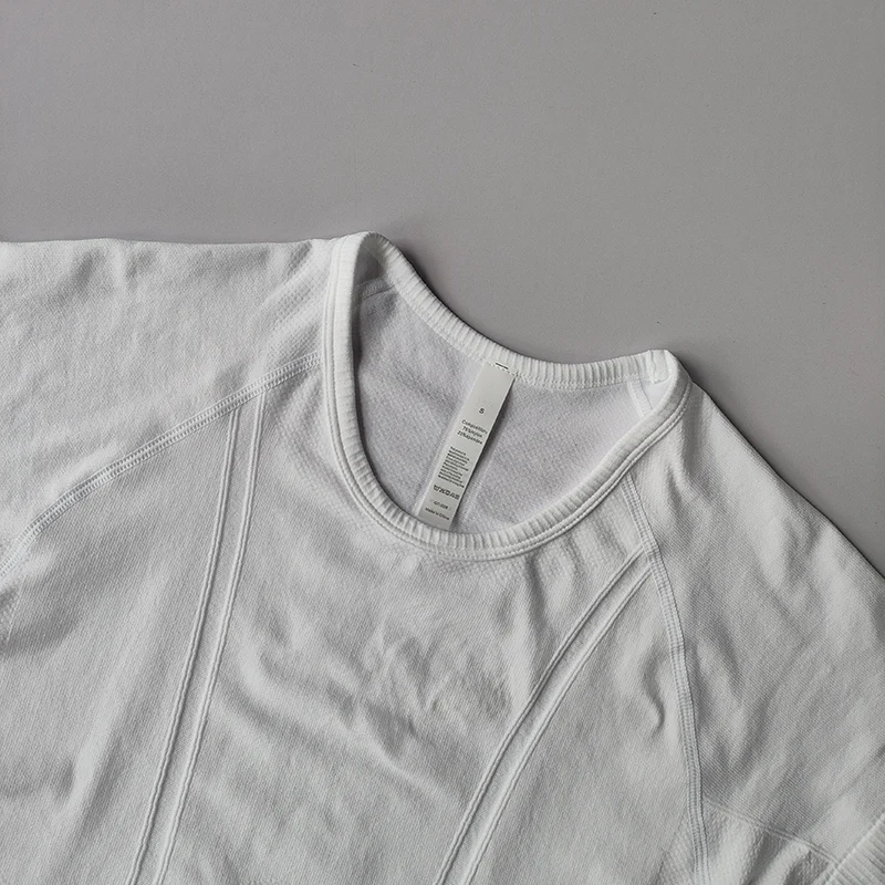 Sportliches Kurzarm-T-Shirt für Damen, Sommer-Laufshirt, schnelltrocknend, eng anliegend, schlankmachend, Yoga-Anzug, Pilates-Trainings-Fitness-Anzug – Detail 8