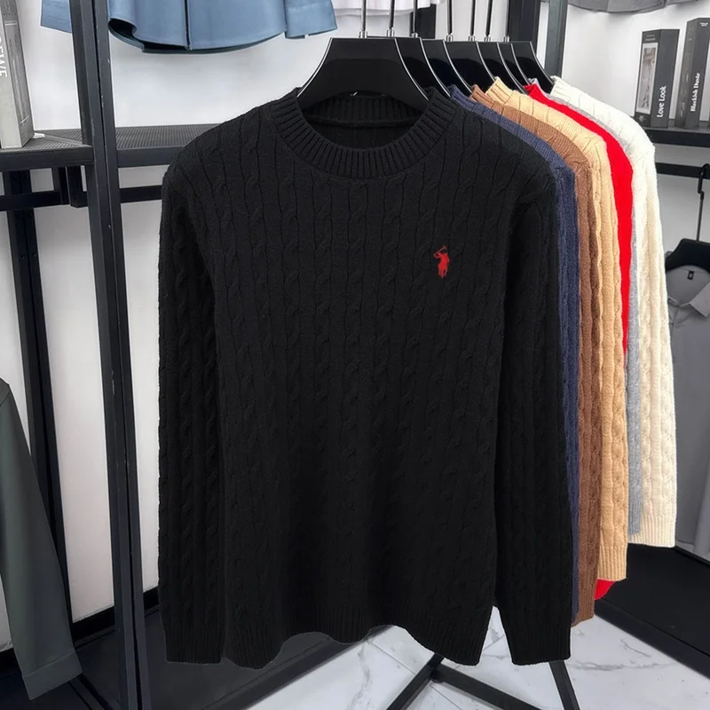 Hochwertige Casual Rundhalspullover Herren Herbst Winter neue Persönlichkeit Zipper Design Luxusmarke Golf Pony Stickerei Mode Stricken Sweater – Detail 15