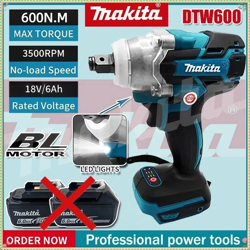 

Makita DTW600 cordless drill screwdriver 18v brushless electric wrench high torque rechargeable electric tool torque wrench