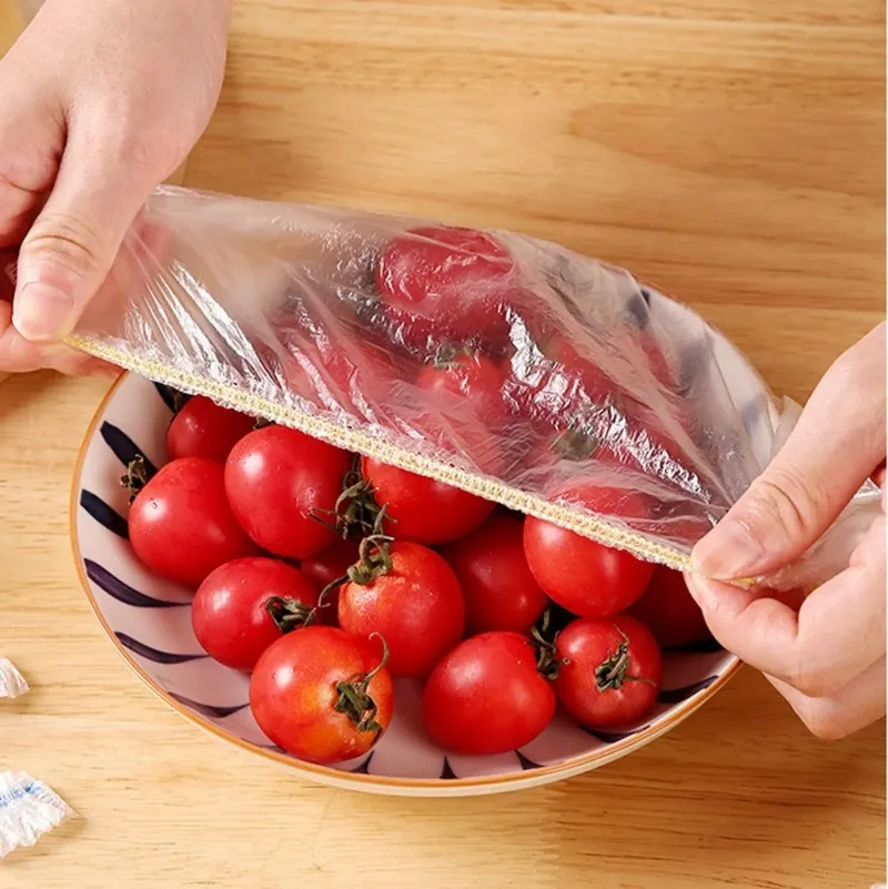 Cubierta desechable de plástico para alimentos, envoltorio elástico de colores para cocina, bolsas de almacenamiento para mantener la comida fresca, 500/50 piezas