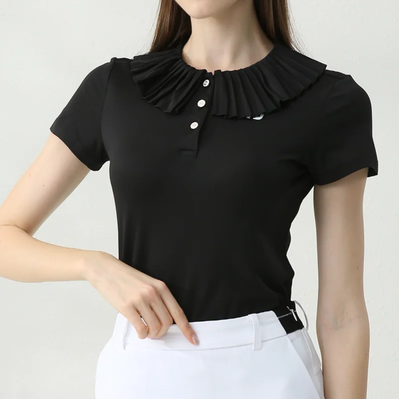 Golfist Female Fast Dry Tops Golf Women Short Sleeve T-shirt Summer Slim Breathable Sports Shirt Casual O-Neck Collar