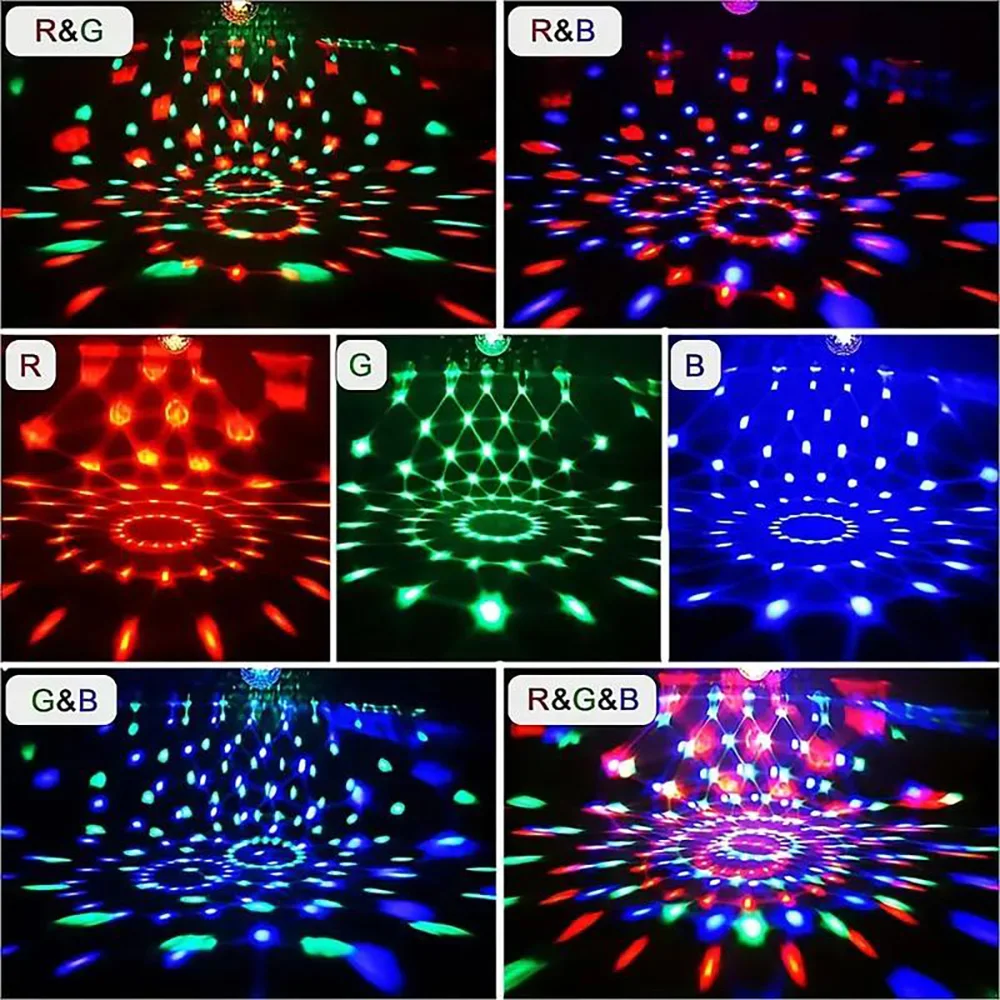 LED Disco Light Rotating Stage DJ Light Ball Strobe Remote Control Magic Dance Car Christmas Gift Party Club Bar Laser Show Lamp