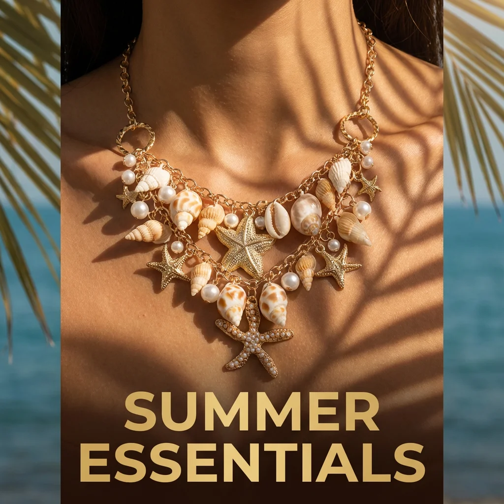 Übertriebene Seestern-Anhänger-Halskette für Frauen Muschel-Konch-Imitationsperlen-Kette Armbänder Sommer Strand Urlaub Schmuck Geschenk – Detail 1