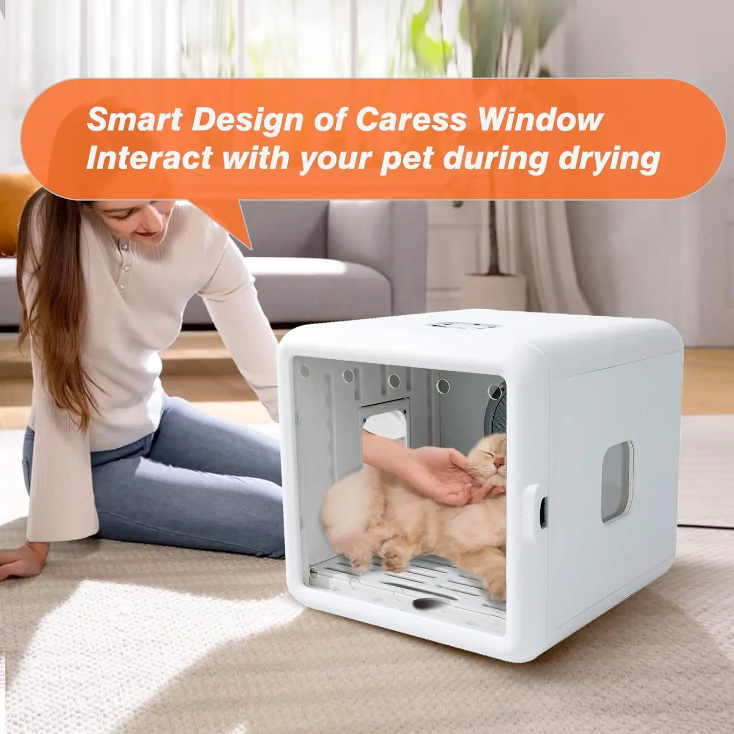 Automatic Hair Dryers Box for Cat and Small Dogs, 65L Capacity with Smart Temperature Control Drying Quick Pet Hair Water Blower