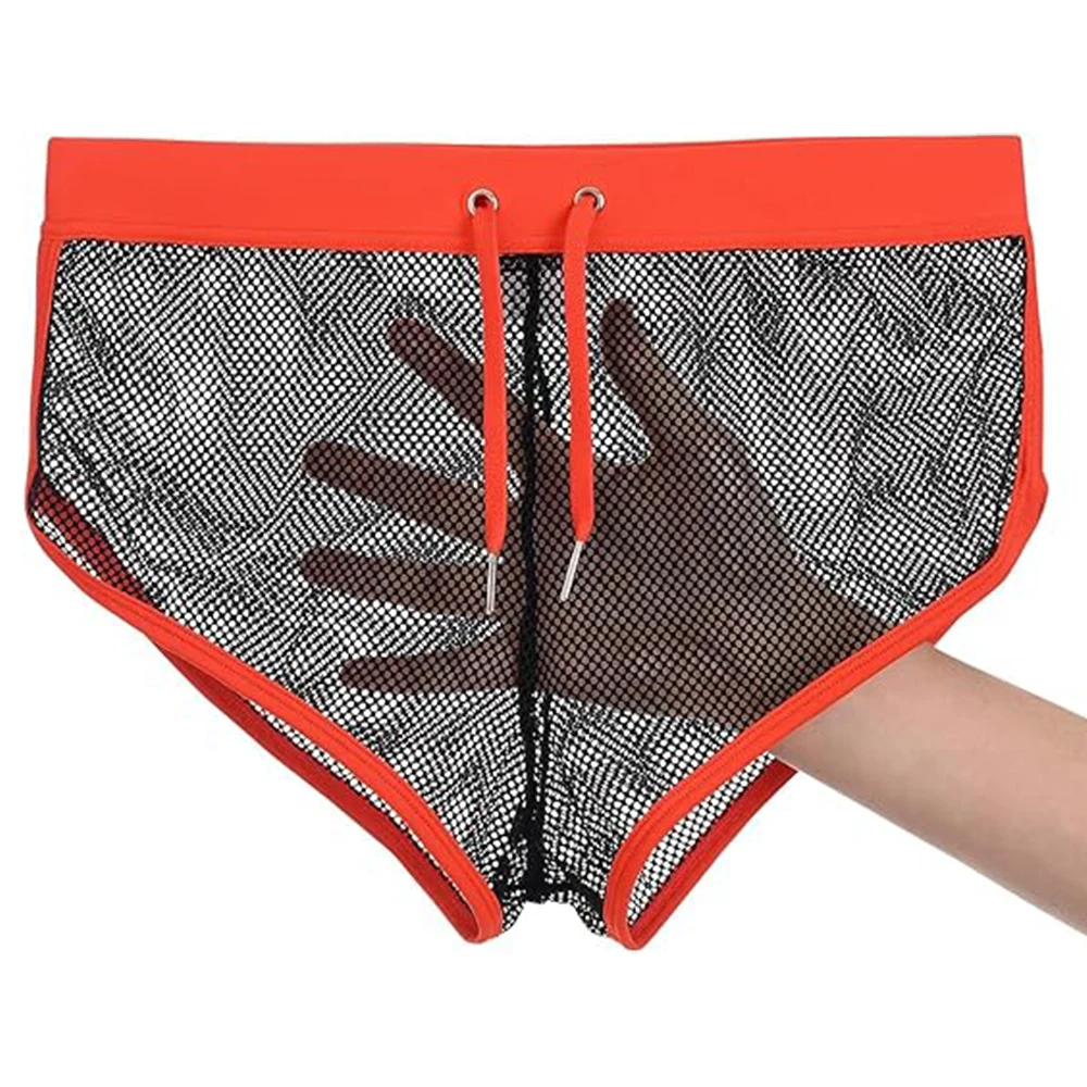 Zonbailon Men's Mesh Shorts,Sexy Fishnet Boxer Underwear,See Through Openwork Boxers For Men