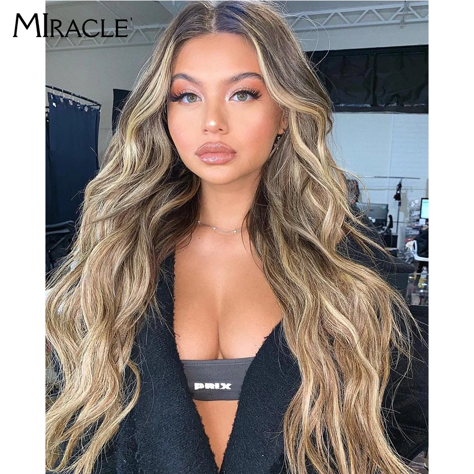 MIRACLE Synthetische Kant Voorpruik Cosplay 30 Inch Lang Golvend Kant Pruiken Blond Rood Fantasie Damespruiken Kant Frontale Pruiken