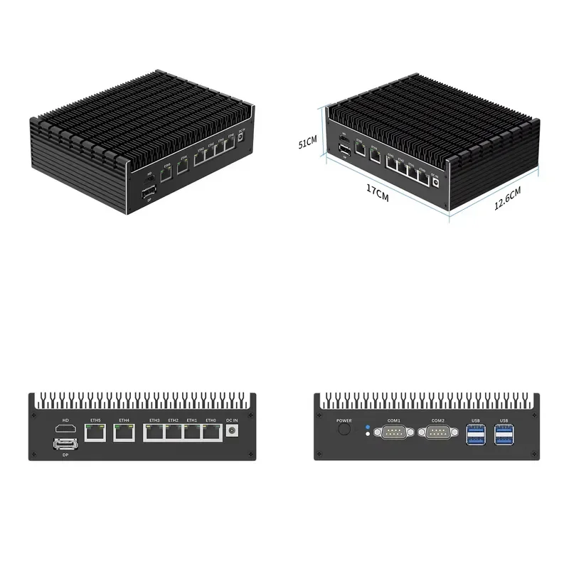Mini Pc Core I7 12th Generation Price Fanless Soft Routing 6 Lan Firewall Low Power Industrial Micro Computer Fanless Mini Pc