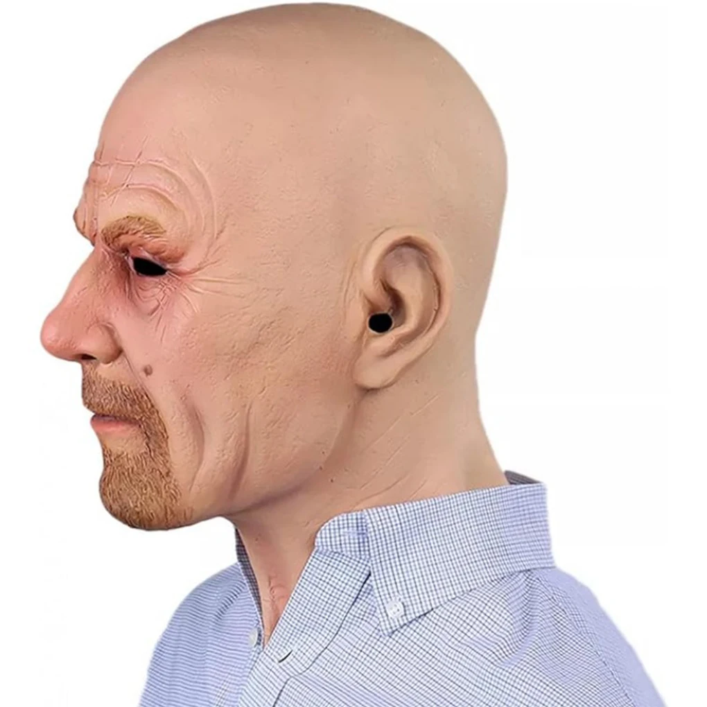 Maska lateksowa na Halloween 2025, realistyczna maska starego mężczyzny, maska lateksowa łysy mężczyzna, super miękka maska horror z zmarszczonymi twarzą, nakrycie głowy, maska do cosplayu.