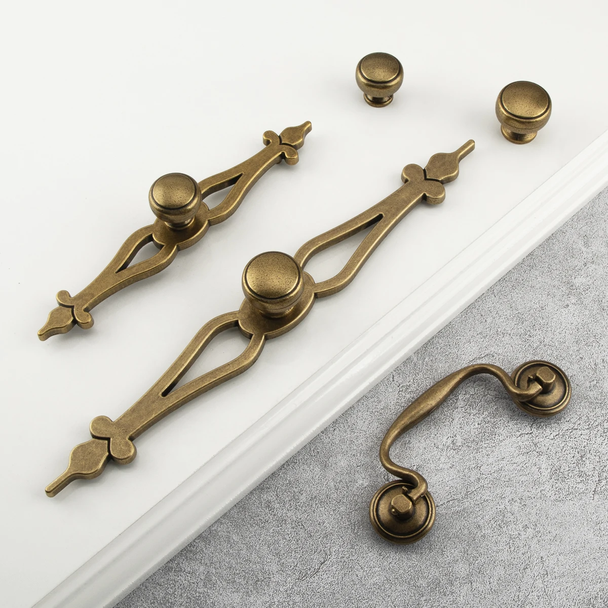 Furniture Hardware American Style Rework Bronze Handle Kitchen Cabinet Knob Drawer Wardrobe Zinc Alloy Handle