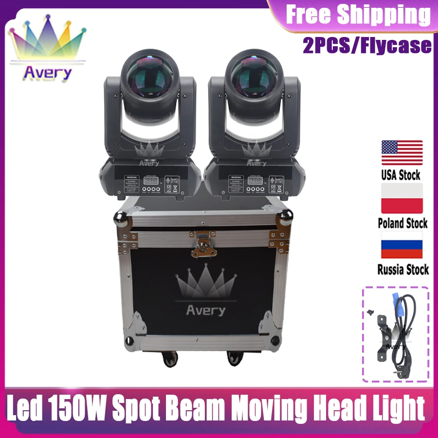 No Duty 1Flycase With 2PCS LED 150w Beam Spot Moving Head 18 Prisms Wedding Holiday Party Stage Lighting DMX Control Dj Disco