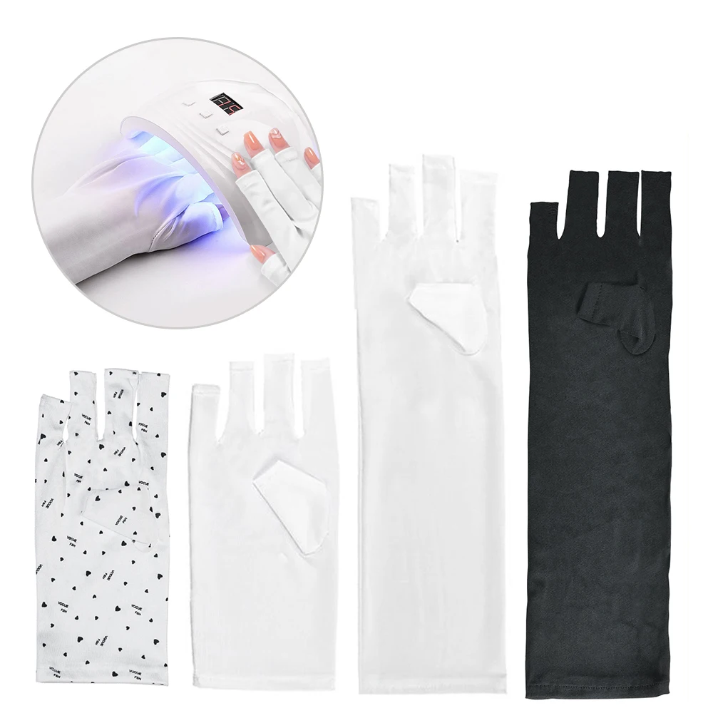 Nail Art Handschoen Uv-Bescherming Nail Manicure Accessoires Tools Levert Witte Zwarte Nagelhandschoenen Voor Uv-Lampjes Bescherming