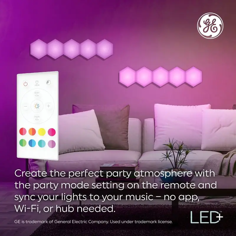 6 Pack Hexagon LED Panel Lights with Remote Music Sync 16 Colors Dimmable Modern Mosaic Decor for Room Home Party