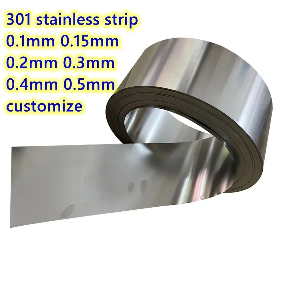 

High Elasticity 301 Stainless Steel Narrow Foil Strip Roll Length 5M Width 5mm 10mm 20mm Thick 0.1/0.15/0.2/0.3/0.4/0.5mm