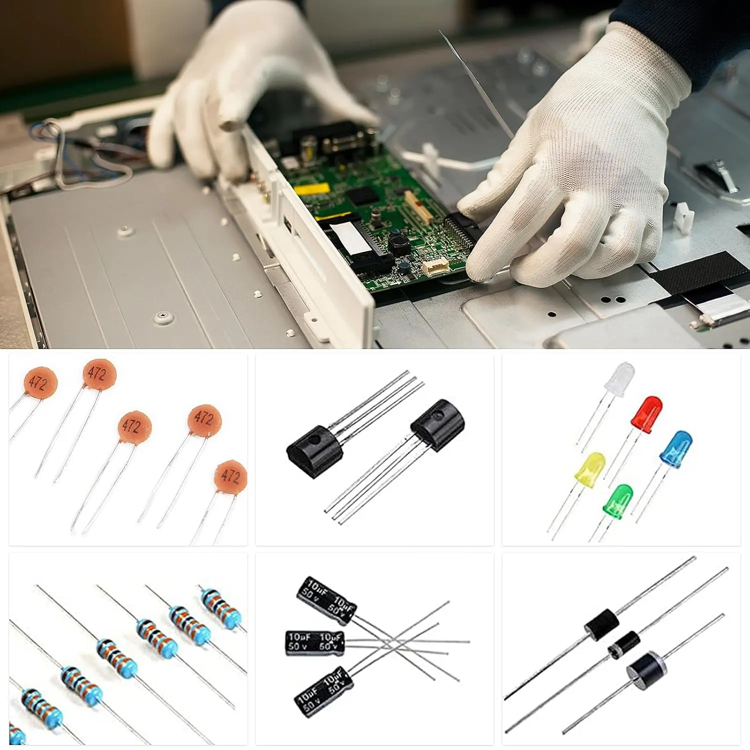 1500Pcs Electronic Components Starter Kit Resistor Capacitor LED Diode Transistor Assortment Pack for DIY Arduino view 2