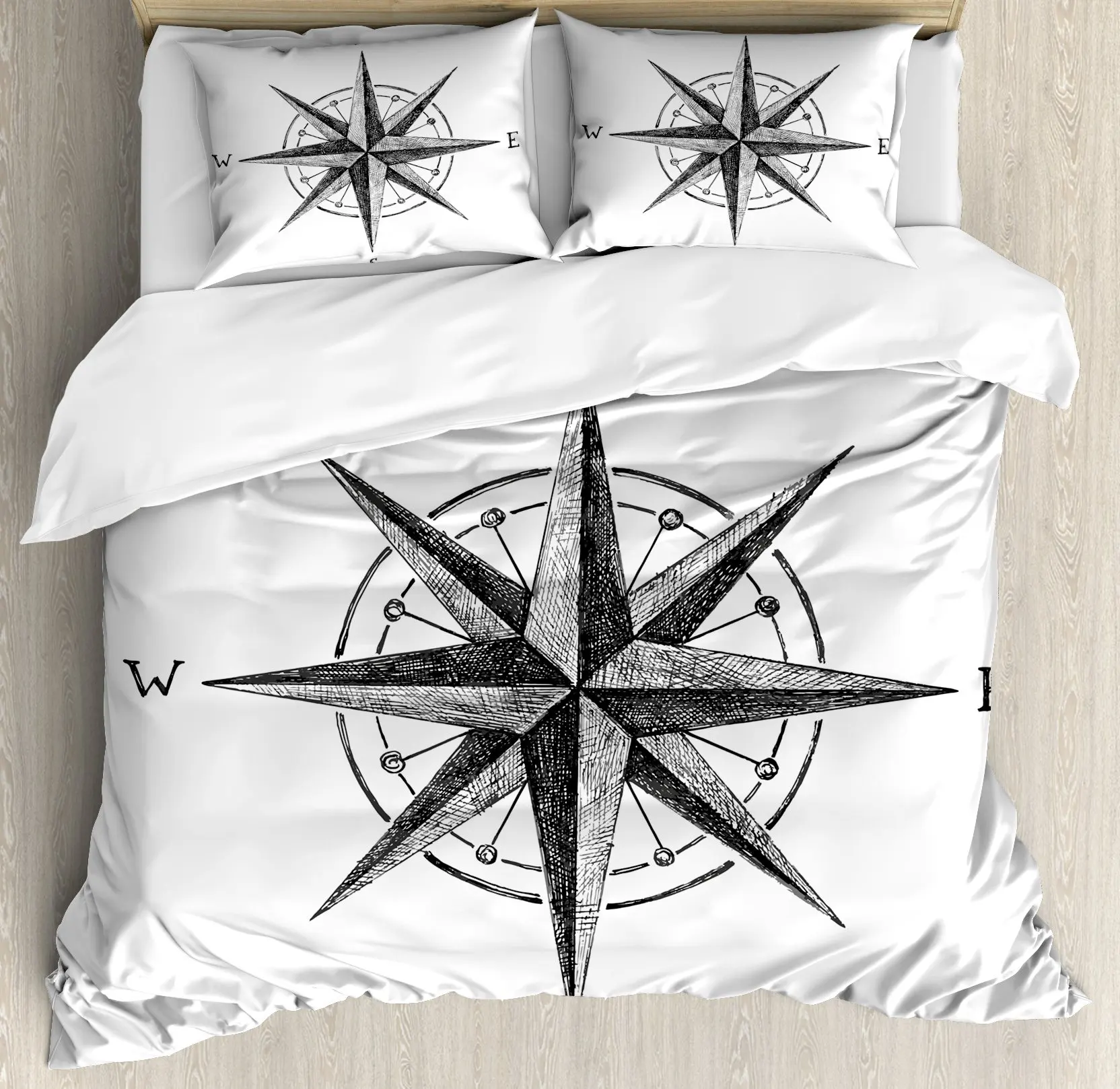 

Compass Print Comforter Cover for Children Kids Boys Girl Bedding Set Vinatge World Duvet Cover Ocean Room Decor Queen Full Size