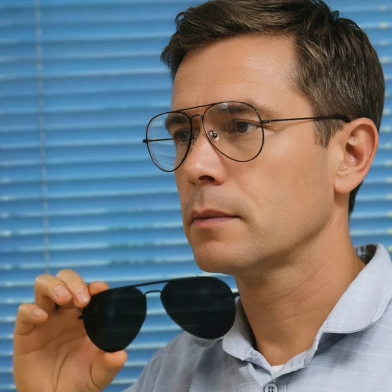 

Classic Aviation Style Simple Optician Glasses Prescription Metal Eyeglasses with Clip on Polarized Sunglasses lenses 33054