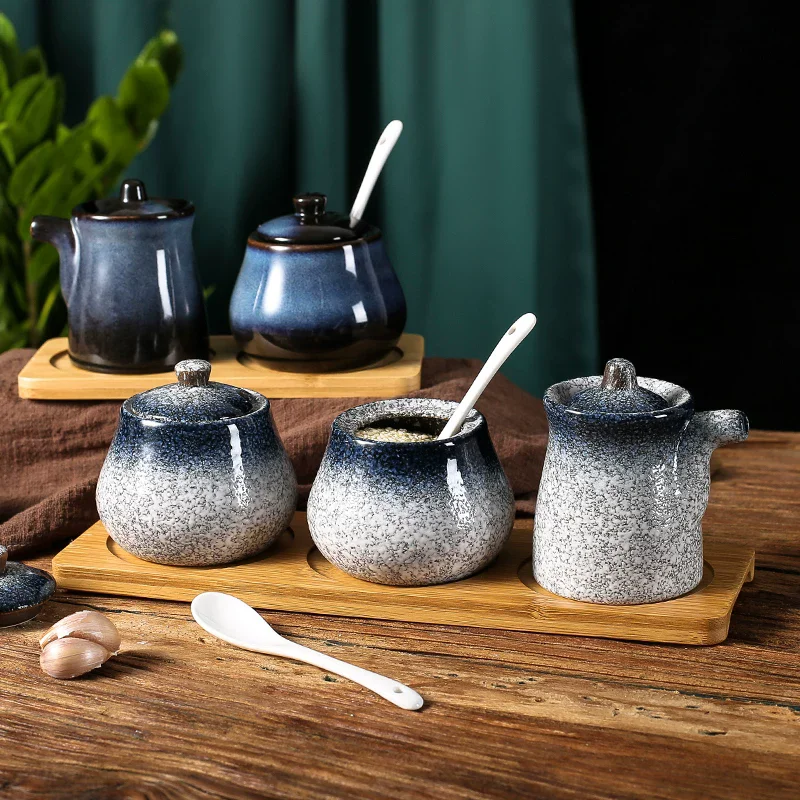 

Ceramic Seasoning Jar Set Spice Jar Seasoning Bottle Salt Shaker Spice Container Seasonings Box Kitchen Organizer Storage Jar
