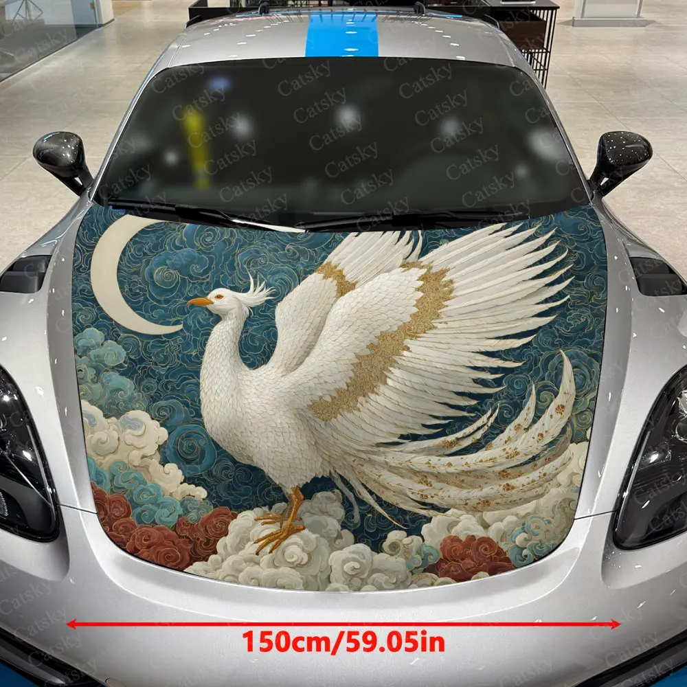 Phoenix Car Hood Stickers, PVC Stickers, Waterproof And Wear-resistant Decorative Stickers, Fashion Pattern Design, Car Stickers