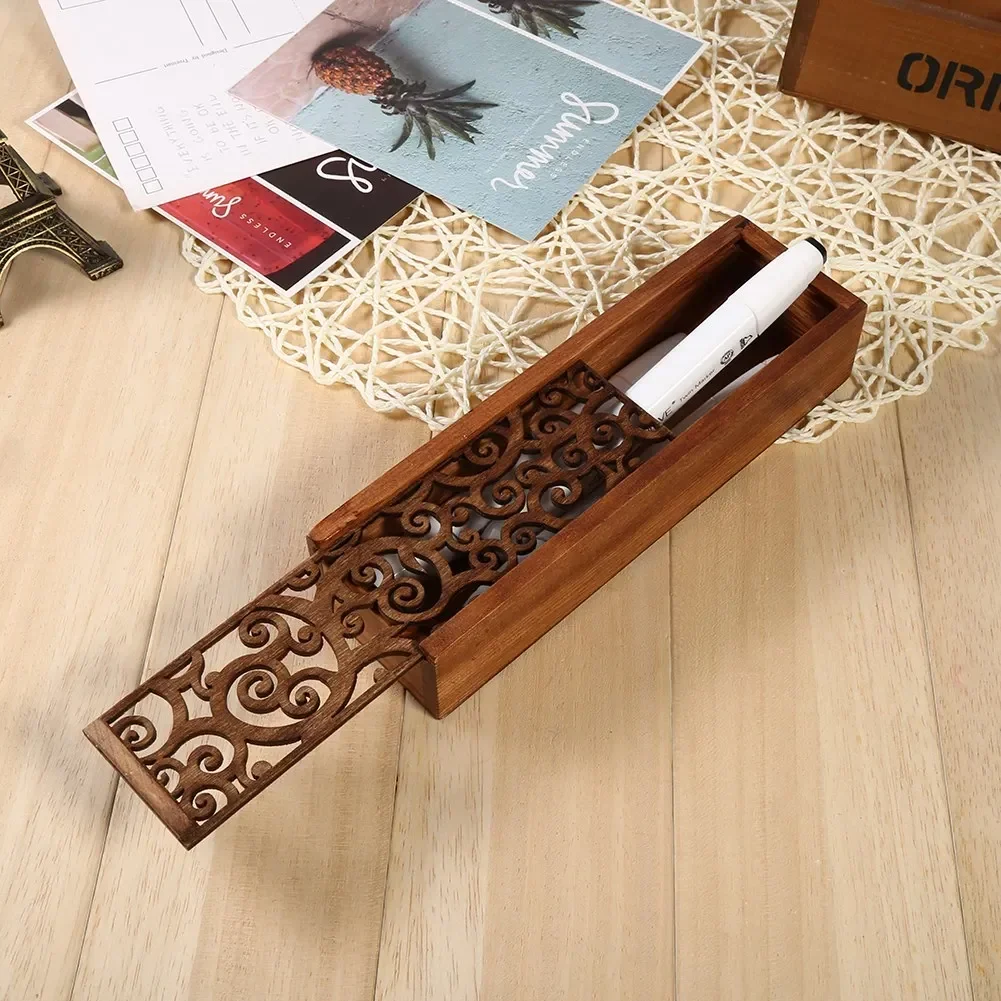 Unique Wooden Storage Box with Hollow Carved Slipping Cover Chinese Retro Decorative Box Home Decoration Accessories