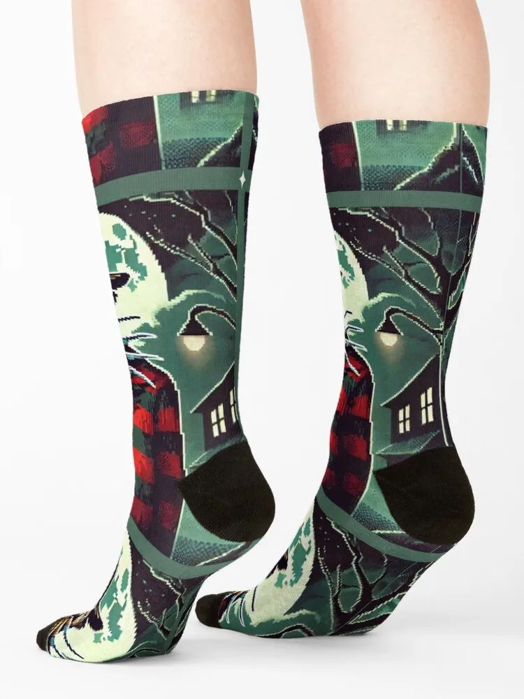 Pixel Freddy Krueger – Nightmare in Retro Style Socks Toe sports Hiking boots Sports professional running Men's Socks Women's