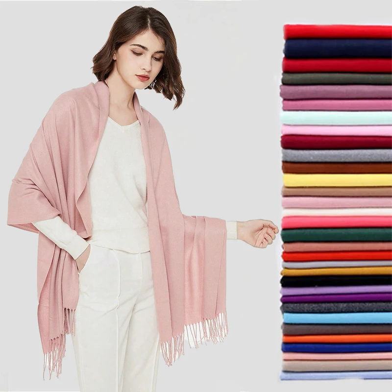 

RUNMEI Women 70x200cm Faux Cashmere Long Fringe Scarf Minimalist Elegant Air-Conditioner Shawl Soft Breathable Warm Scarf