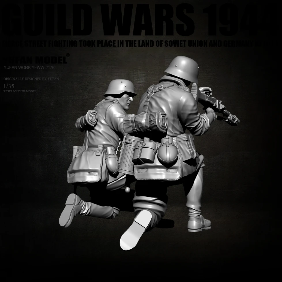 YUFAN MODEL 1/35 Resin Soldier model kits figure colorless and self-assembled (2 Soldier) YFWW-2176