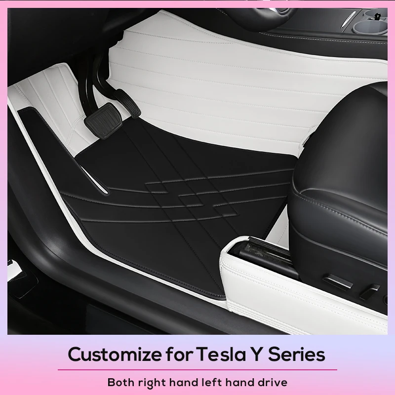 Tesla Model Y Custom Fit Car Accessories Floor Mat Interior Cowhide for Tesla Model Y Double Layers for Front and Rear Seat