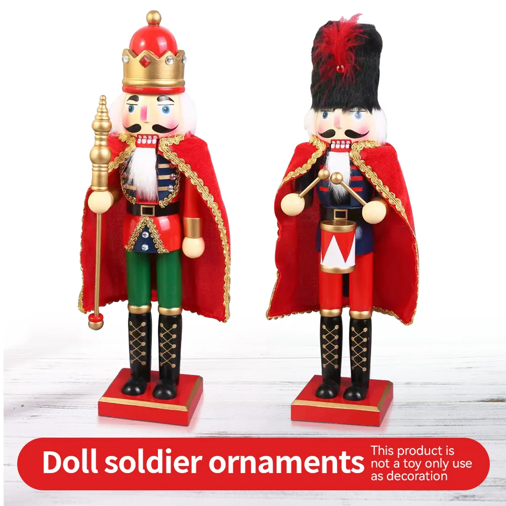 38CM Nussknacker Miniaturen Holz Nussknacker Puppe Ornament Desktop Dekoration Cartoon Walnuss Soldat Weihnachten Home Dekoration