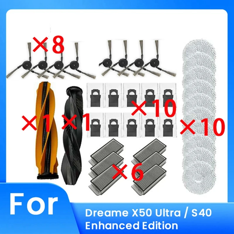 

36 шт. для Dreame X50 Ultra/S40 Enhanced Edition, запасные части для очистителя, основная боковая щетка, фильтр, тряпка, мешок для пыли