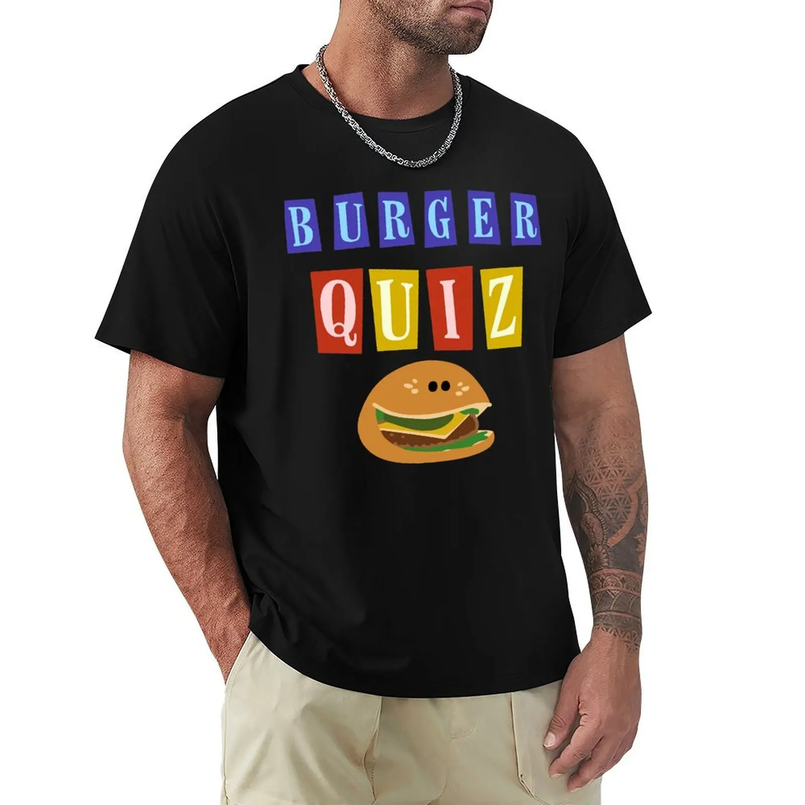 

Burger quizz new logo T-Shirt T-Shirt kawaii clothes oversize t-shirts man anime Blouse men graphic t shirts