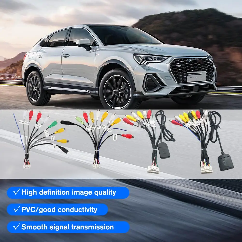 20P Plug Car Stereo Radio RCA Output AUX Wire Harness Connector Cable Cable Car Radio SIM Wiring Slot 15cm 4G Card Adaptor X3S3