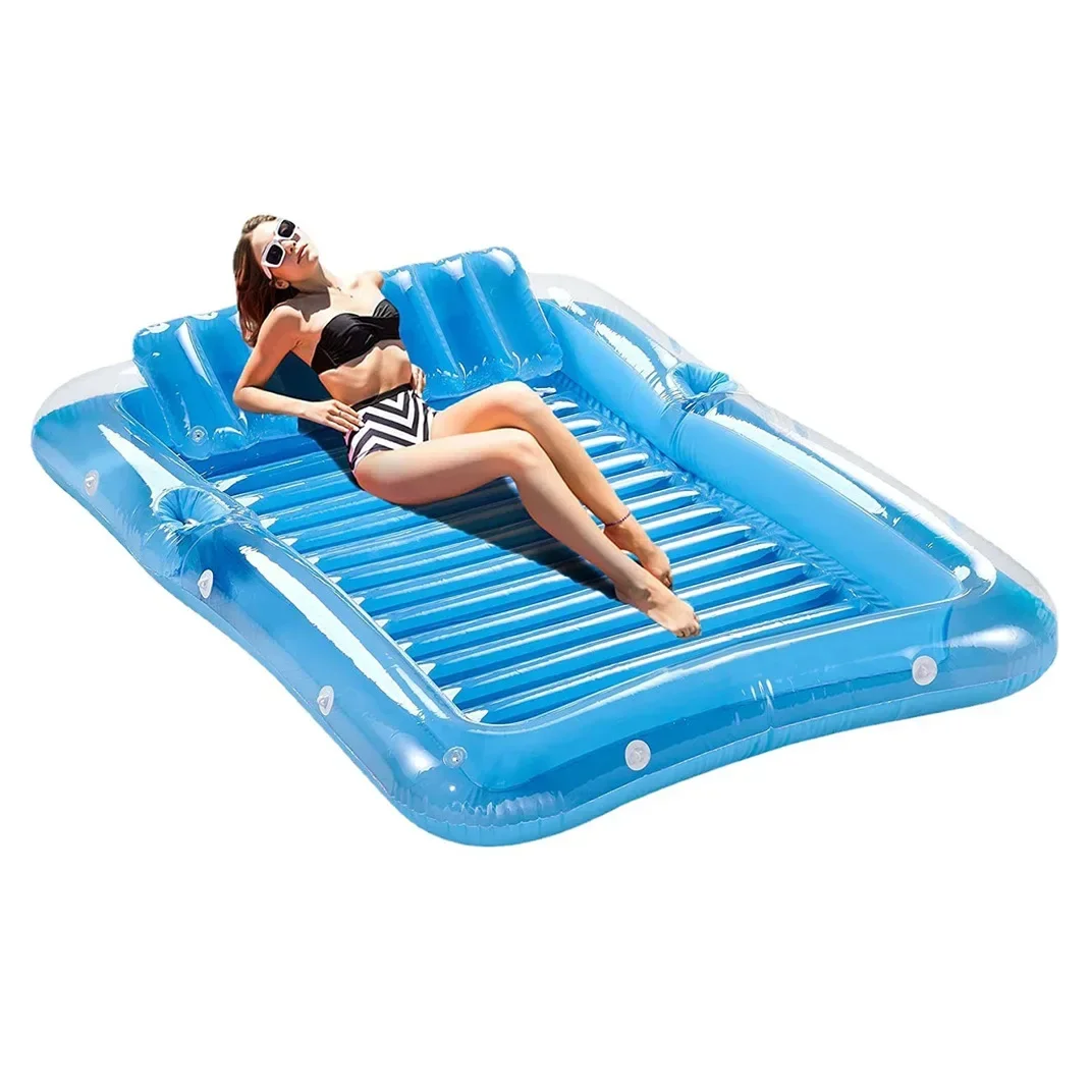 OEM Wholesale Outdoor pool PVC Inflatable Water Double Floating Bed Recliner Beach Water Bed Mesh Floating Bed