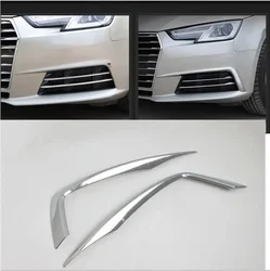 Chrome Fog Light Trims Strips Molding 2016 2017 2018 2019 For Audi A4 B9  Car-styling fog lamps cover grille slats car fog light