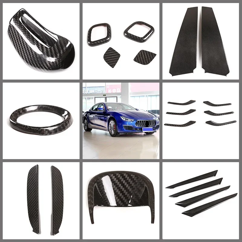 For Maserati Ghibli 2014-2021 Real Carbon Fiber Car Window Center B C-pillar Center Pillar Trim Sticker Car Accessories