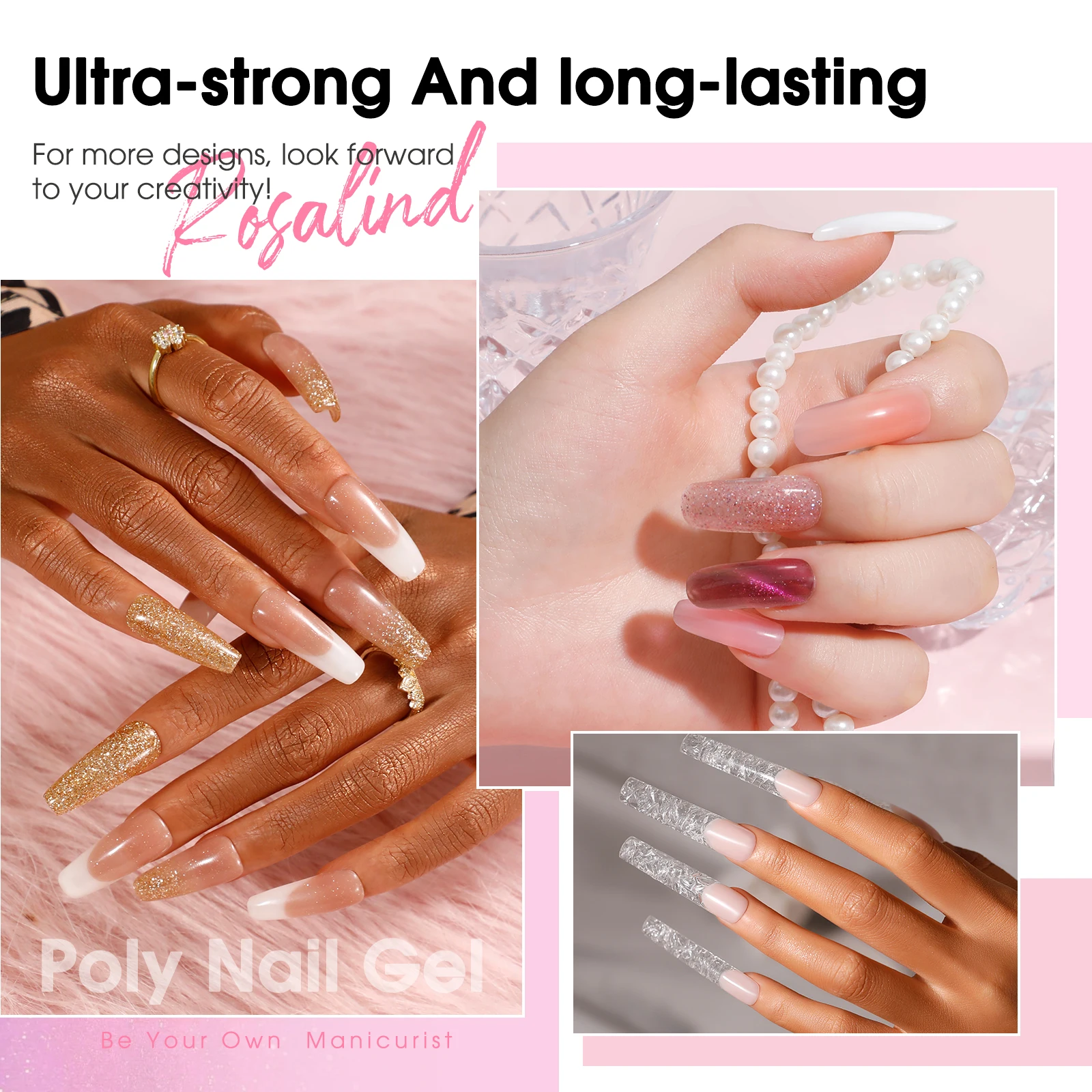 ROSALIND 28 Mini colori Poly Gel per unghie Vernici ibridi semipermanenti Gel perlato Smalti Base superiore per l'estensione delle unghie delle dita