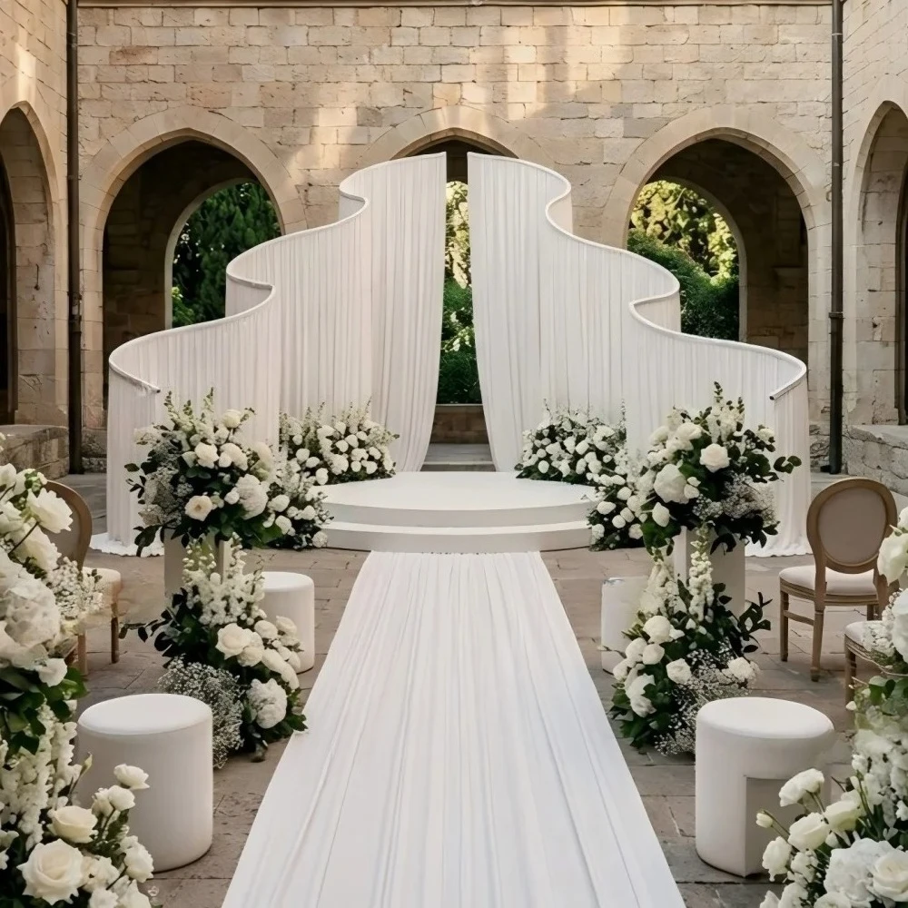 2 Stück Luxuriöser Wellenförmiger Höhenverstellbarer Rahmen-Bogen-Hintergrund für Outdoor-Partys, Events, Hochzeiten, Anpassbare Requisiten – Detail 1