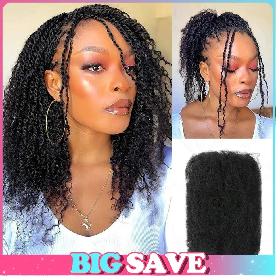 لاول مرة ريمي الأفرو مجعد الشعر السائبة لتضفير بيرو QVR الأفرو غريب شعر بشري مجعد السائبة الطبيعية البني اللون الضفائر الشعر
