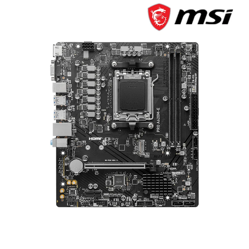 MSI PRO A620M-E New Micro-ATX AMD A620 DDR5 6400+(OC) MHz M.2 PCIe 4.0 x16 64G Supports AMD Ryzen™ Series AM5 Motherboard